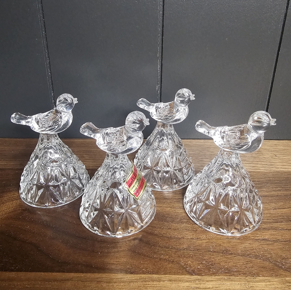 Set of 4 Vintage Hofbauer Byrdes Lead Crystal Candlestick Holders. West Germany